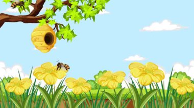 Arılar çiçeklerle ve kovanlarla etkileşime girer.