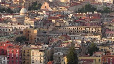 Napoli 'nin tarihi mimarisinin havadan görünüşü