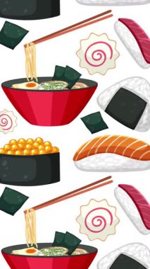 Dinamik renk geçişleri ve kusursuz döngüleri olan Japon besin maddelerinin animasyon dizisi