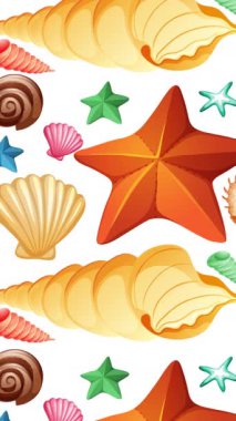 Canlı deniz kabukları ve deniz yıldızları pürüzsüz renk değişimleriyle canlı ve dinamik bir görsel deneyim yaratıyor.