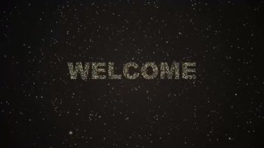 Havai fişekler gece gökyüzünde 'Hoş geldiniz' kelimesini oluşturuyor.