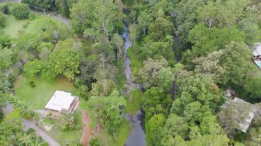 Havadan çekilen görüntüler, Gold Coast 'un Tullebudgera Hinterland bölgesindeki yoğun yeşillik ve dolambaçlı nehri yakalıyor. Parlak gün ışığı, canlı manzarayı güçlendirir.