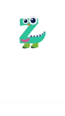 Oyuncu animasyon Z harfini zebranın yanında bir karaktere dönüştürüyor. Canlı renkler ve eğlenceli görsellerle öğrenmeyi vurguluyor.