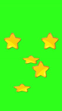Sarı yıldızlar parlak yeşil bir zemin üzerinde dairesel bir desen çizerek hareketli ve neşeli bir animasyon oluştururlar.