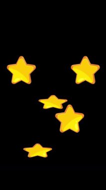 Sarı yıldızlar dinamik bir şekilde siyah bir zemin üzerinde hareket eder ve hareketli ve neşeli bir görsel efekt yaratır.