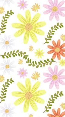 Vibrant flowers and leaves animate over shifting backgrounds, creating a lively and cheerful visual experience