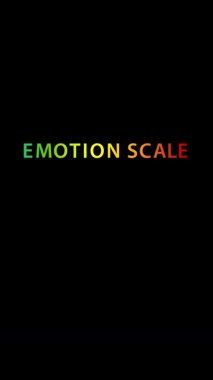 Animated emotion scale transitions from bad to happy using colorful emoticons on a black background