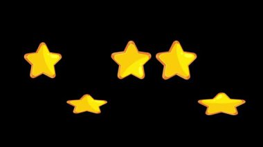 Golden stars bounce dynamically across a black background, creating a lively and playful visual effect
