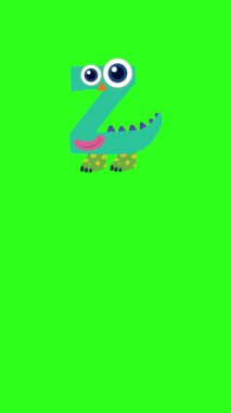Playful animation of letter Z transforming into a zebra on a green background, with vibrant colors and whimsical design
