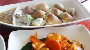 Delicious seafood dishes served in Krabi, Thailand