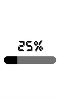 A smooth, vertical percentage bar animation progresses from 16% to 100% over 8 seconds on a white background