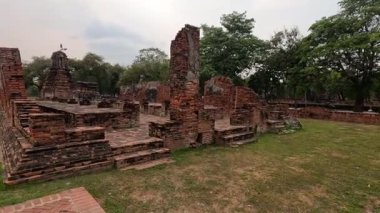 Slow panoramic view of historical temple ruins