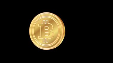 Siyah bir zemin üzerinde dönen bitcoin paraların kusursuz döngüsü, gösterişli, modern tarzda dijital para birimi sergiliyor.