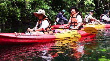 Bereketli, manzaralı Yengeç Kanalları 'nda grup kanosu