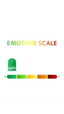 Canlı renkler ve beyaz arkaplanda pürüzsüz hareketler kullanarak mutluluktan kötülüğe geçişi canlandırmak