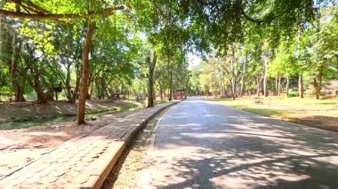 Yeşilliklerle çevrili huzurlu bir yol.