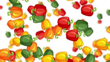 Beyaz arka planda canlı biberler çağlıyor