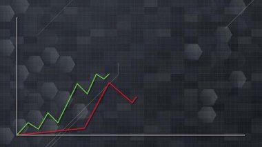 Canlandırılmış çizgi grafikleri dinamik geçişler ve modern, dijital estetik ile değişen finansal eğilimleri gösteriyor