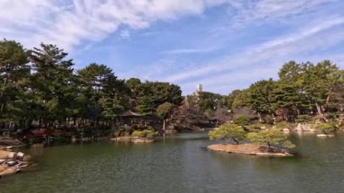 Geleneksel Japon bahçesinin huzurlu manzarası