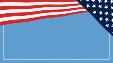 Hareketli konfetilerle dolu Amerikan bayrağı dalgaları kusursuz bir döngü içinde şenlikli ve vatansever bir atmosfer yaratıyor.