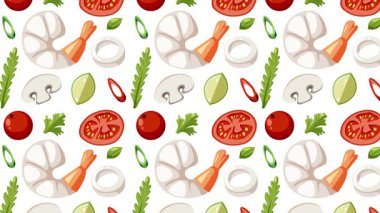 Renkli malzemeler kusursuz bir karides deseni oluşturuyor.