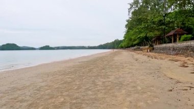 Tayland, Krabi 'de yemyeşil yemyeşil sakin bir sahil.