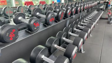 Spor salonundaki dambıllar.