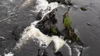 Ormandaki kayaların arasından akan küçük şelalenin birleşimi