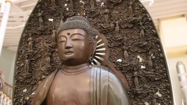 Close-up of Buddha statue in Edinburgh museum