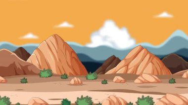 Dağların ve hareket eden bulutların olduğu çöl sahnesi