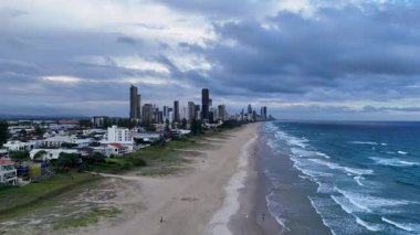 Aerial view of Gold Coast beach and skyline