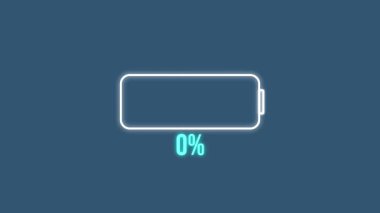 Mavi arkaplanda% 0 'dan% 100' e kadar bir pil doldurma simgesini gösteren animasyon, şarj işlemini gösterir