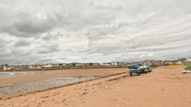 Fife, İskoçya 'da tekneler ve plaj sahneleri