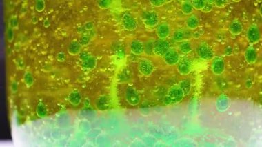 Asit kabartma tozuyla tepkimeye girince kabarcıklar oluşur.