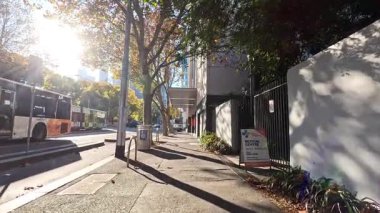 Otobüslerin ve tramvayların geçtiği sokak sahnesi