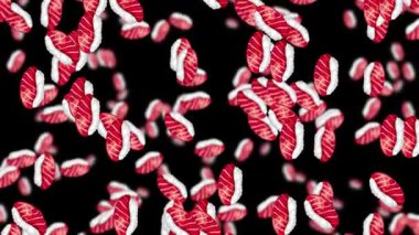 Suşi parçaları siyah arkaplana çarpıyor