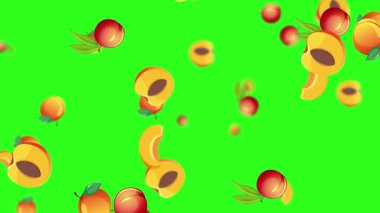 Canlı yeşil bir zemin üzerinde meyveler çağlıyor