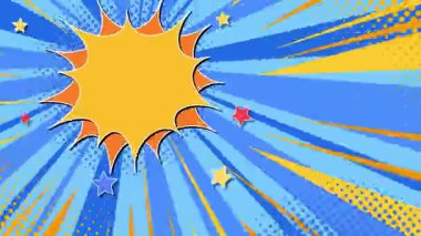 Renkli, enerjik çizgi roman tarzı patlama sahnesi