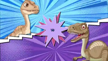 İki dinozor komik bir şekilde karşı karşıya.