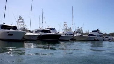 Yatlar ve tekneler Gold Coast limanına yanaştı.