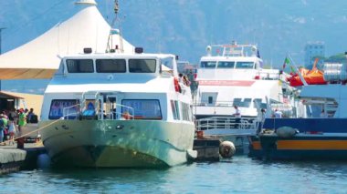 Boats and people at Sorrento harbor, Naples