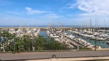 Beautiful marina with boats and lush greenery