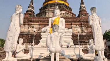 Static view of Buddha statues in historical ruins