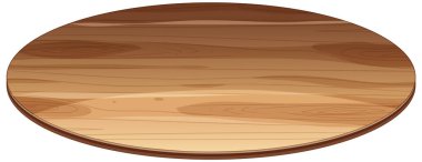 Doğal tahıl dokusu ve sıcak kahverengi tonları olan yuvarlak ahşap bir masanın ayrıntılı vektör çizimi