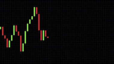 Siyah arkaplanda kırmızı ve yeşil çubuklarla piyasa dalgalanmalarını gösteren Candlestick çizelgesi canlandırması