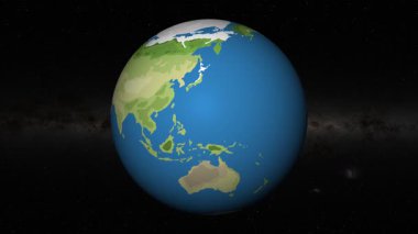 Tokyo 'ya odaklanmış bir şekilde dönen Dünya animasyonu