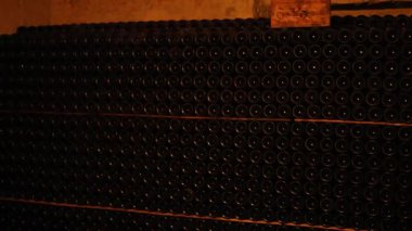 Bordeaux mahzeninde şarap şişeleri