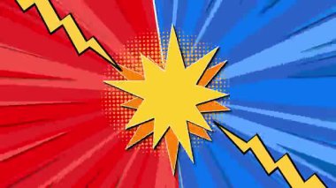 Renkli çizgi roman tarzı patlama sahnesi