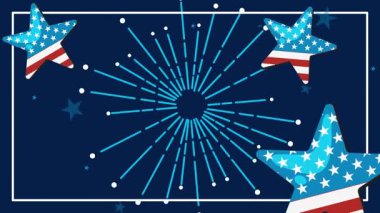 Vatansever yıldızlar, havai fişekler ve Bağımsızlık Günü 'nü kutlayan cesur metinlerle dinamik animasyon. Canlı renkler ve canlı geçişler şenlik havasını arttırır.