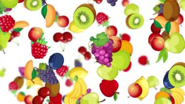 Beyaz arkaplana karşı canlı meyveler taşar